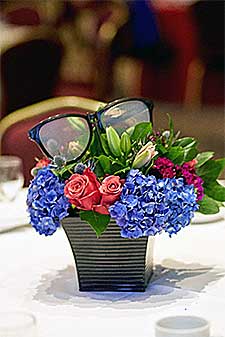 Flower Arrangement with oversize costume glasses